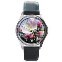 Apple Blossom  Round Metal Watch (silver Rim) by ADIStyle