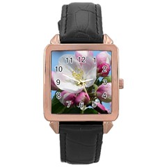 Apple Blossom  Rose Gold Leather Watch  by ADIStyle