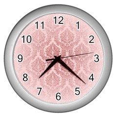 Luxury Pink Damask Wall Clock (silver) by ADIStyle