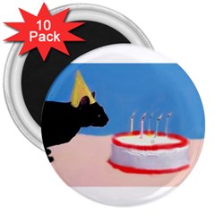Birthday Kitty! 3  Button Magnet (10 Pack) by mysticalimages