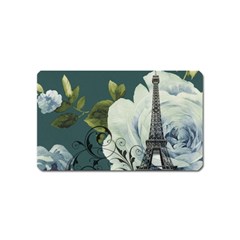 Blue Roses Vintage Paris Eiffel Tower Floral Fashion Decor Magnet (name Card) by chicelegantboutique