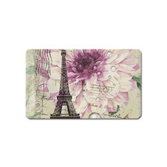 Purple Floral Vintage Paris Eiffel Tower Art Magnet (name Card) by chicelegantboutique