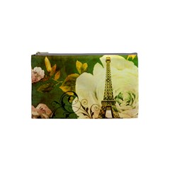 Floral Eiffel Tower Vintage French Paris Cosmetic Bag (small) by chicelegantboutique