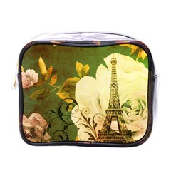 Floral Eiffel Tower Vintage French Paris Mini Travel Toiletry Bag (one Side) by chicelegantboutique