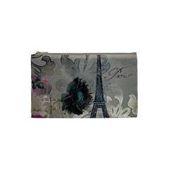 Floral Vintage Paris Eiffel Tower Art Cosmetic Bag (small) by chicelegantboutique