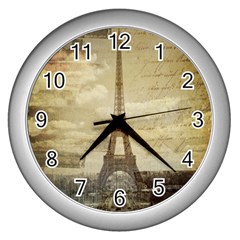 Elegant Vintage Paris Eiffel Tower Art Wall Clock (silver) by chicelegantboutique