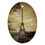 Elegant Vintage Paris Eiffel Tower Art Oval Ornament (Two Sides) Front
