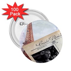 French Postcard Vintage Paris Eiffel Tower 2 25  Button (100 Pack)