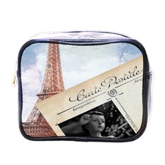 French Postcard Vintage Paris Eiffel Tower Mini Travel Toiletry Bag (one Side) by chicelegantboutique