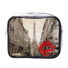 Elegant Red Kiss Love Paris Eiffel Tower Mini Travel Toiletry Bag (one Side) by chicelegantboutique