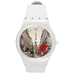 Elegant Red Kiss Love Paris Eiffel Tower Plastic Sport Watch (medium) by chicelegantboutique