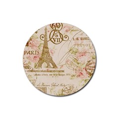 Floral Eiffel Tower Vintage French Paris Art Drink Coaster (round) by chicelegantboutique