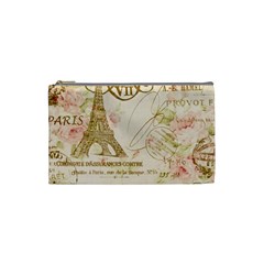 Floral Eiffel Tower Vintage French Paris Art Cosmetic Bag (small) by chicelegantboutique