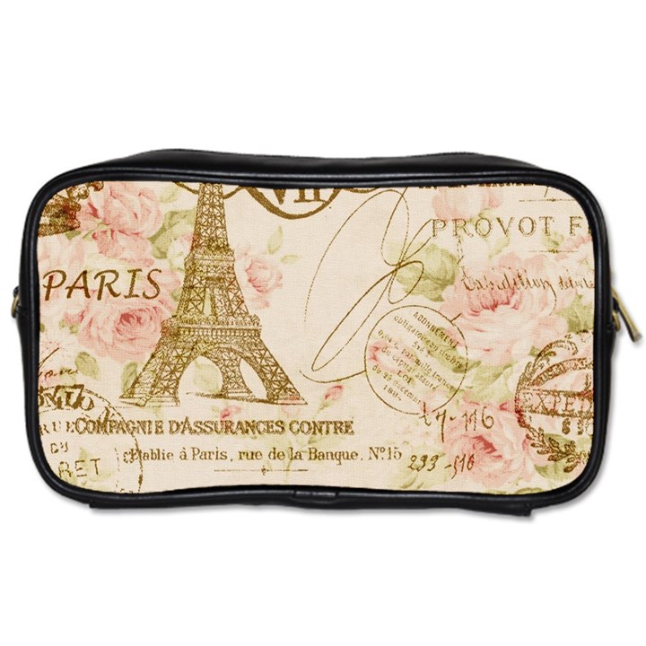 Floral Eiffel Tower Vintage French Paris Art Travel Toiletry Bag (One Side)