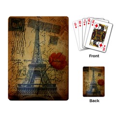 Vintage Stamps Postage Poppy Flower Floral Eiffel Tower Vintage Paris Playing Cards Single Design