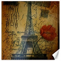Vintage Stamps Postage Poppy Flower Floral Eiffel Tower Vintage Paris Canvas 16  X 16  (unframed) by chicelegantboutique
