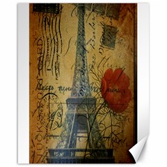 Vintage Stamps Postage Poppy Flower Floral Eiffel Tower Vintage Paris Canvas 16  X 20  (unframed) by chicelegantboutique