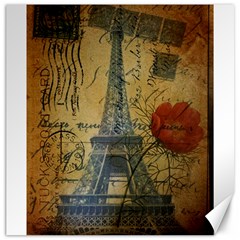 Vintage Stamps Postage Poppy Flower Floral Eiffel Tower Vintage Paris Canvas 20  X 20  (unframed) by chicelegantboutique