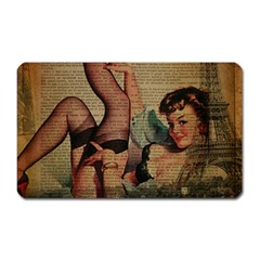 Vintage Newspaper Print Sexy Hot Pin Up Girl Paris Eiffel Tower Magnet (rectangular) by chicelegantboutique