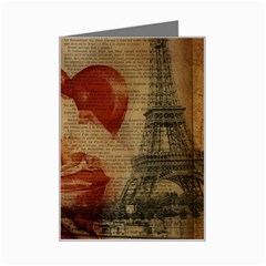 Vintage Newspaper Print Sexy Hot Gil Elvgren Pin Up Girl Paris Eiffel Tower Mini Greeting Card by chicelegantboutique