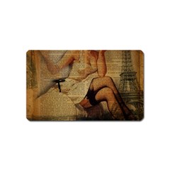 Vintage Newspaper Print Sexy Hot Gil Elvgren Pin Up Girl Paris Eiffel Tower Magnet (name Card) by chicelegantboutique