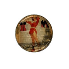 Vintage Newspaper Print Sexy Hot Gil Elvgren Pin Up Girl Paris Eiffel Tower Western Country Naughty  Golf Ball Marker (for Hat Clip) by chicelegantboutique