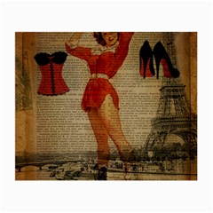 Vintage Newspaper Print Sexy Hot Gil Elvgren Pin Up Girl Paris Eiffel Tower Western Country Naughty  Glasses Cloth (small, Two Sided) by chicelegantboutique