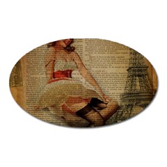 Cute Sweet Sailor Dress Vintage Newspaper Print Sexy Hot Gil Elvgren Pin Up Girl Paris Eiffel Tower Magnet (oval)