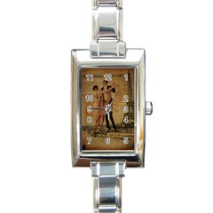 Vintage Paris Eiffel Tower Elegant Dancing Waltz Dance Couple  Rectangular Italian Charm Watch by chicelegantboutique