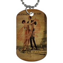 Vintage Paris Eiffel Tower Elegant Dancing Waltz Dance Couple  Dog Tag (two-sided)  by chicelegantboutique