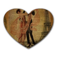 Vintage Paris Eiffel Tower Elegant Dancing Waltz Dance Couple  Mouse Pad (heart) by chicelegantboutique