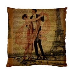 Vintage Paris Eiffel Tower Elegant Dancing Waltz Dance Couple  Cushion Case (two Sided)  by chicelegantboutique