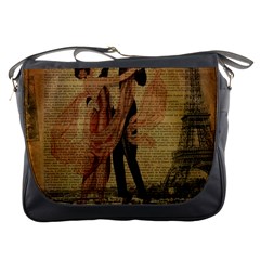 Vintage Paris Eiffel Tower Elegant Dancing Waltz Dance Couple  Messenger Bag by chicelegantboutique