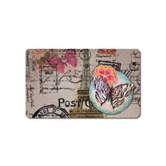 Floral Scripts Butterfly Eiffel Tower Vintage Paris Fashion Magnet (name Card) by chicelegantboutique