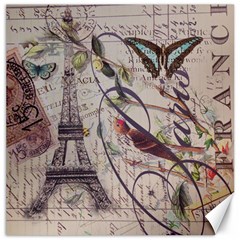 Paris Eiffel Tower Vintage Bird Butterfly French Botanical Art Canvas 16  X 16  (unframed) by chicelegantboutique