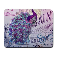 French Scripts  Purple Peacock Floral Paris Decor Small Mouse Pad (rectangle) by chicelegantboutique