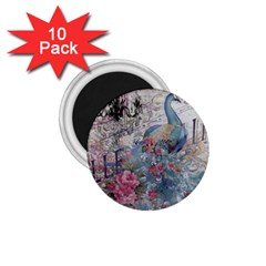 French Vintage Chandelier Blue Peacock Floral Paris Decor 1 75  Button Magnet (10 Pack) by chicelegantboutique