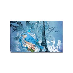 Girly Blue Bird Vintage Damask Floral Paris Eiffel Tower Sticker 10 Pack (rectangle) by chicelegantboutique