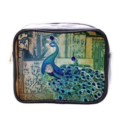 French Scripts Vintage Peacock Floral Paris Decor Mini Travel Toiletry Bag (one Side) by chicelegantboutique