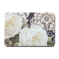 Elegant White Rose Vintage Damask Small Door Mat by chicelegantboutique