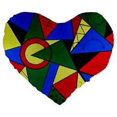 Modern Art 19  Premium Heart Shape Cushion by Siebenhuehner