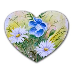 Meadow Flowers Mousepad (heart) by ArtByThree