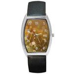 Waterdrops Tonneau Leather Watch