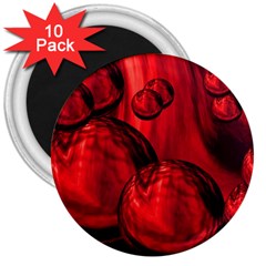 Red Bubbles 3  Button Magnet (10 Pack) by Siebenhuehner