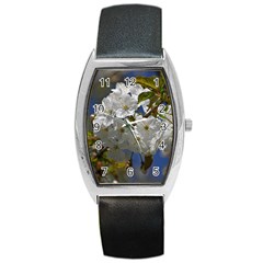 Cherry Blossom Tonneau Leather Watch by Siebenhuehner