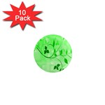 Floral Green 1  Mini Button Magnet (10 pack)