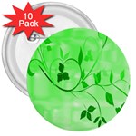 Floral Green 3  Button (10 pack)