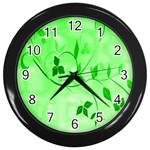 Floral Green Wall Clock (Black)