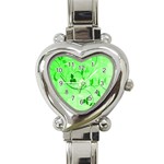 Floral Green Heart Italian Charm Watch 