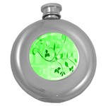 Floral Green Hip Flask (Round)